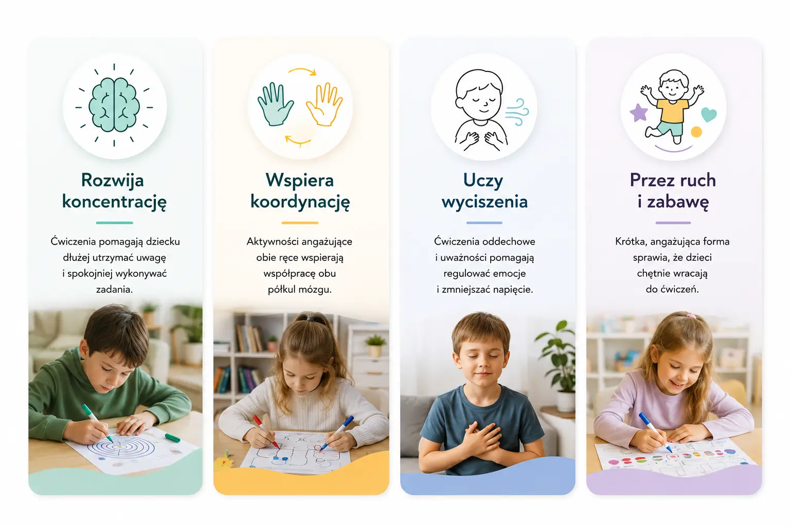 Dzieci ćwiczą koncentrację z Neurokartami